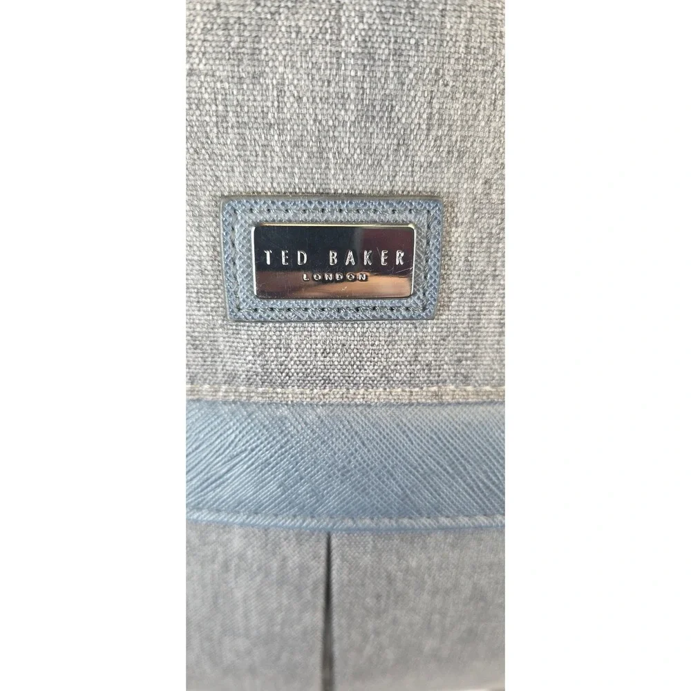 Ted‎ Baker London Grey Marl Navy Trim Laptop Briefcase Messenger Bag